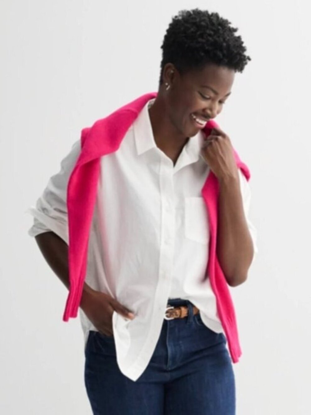 Sonoma White Cotton Button Up Shirt 2X Oversized Blouse